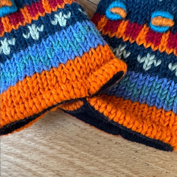 Colorful Hand Knit 100% Wool Fingerless Gloves Arm Warmers One Size - Picture 16 of 16